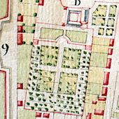 Les jardins des Récollets en bordure ouest de la ville. 1752.